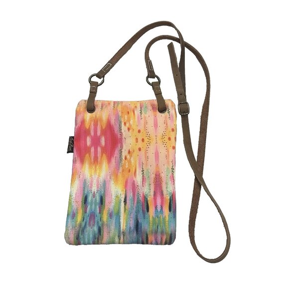 Laurel Burch Dog Print Crossbody Bag Small Canvas Purse Sun N Sand Adjustable - Picture 6 of 10